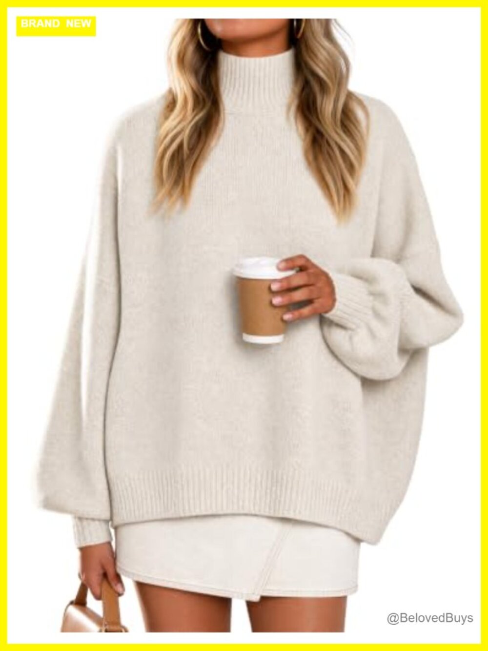 ZESICA Womens Turtleneck Oversized Pullover Sweater Fuzzy Knit Long Sleeve